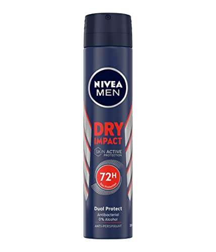 12 desodorantes NIVEA MEN Dry Impact - 2 packs de 6 (6 x 200 ml), desodorante antitranspirante con protección 72 horas [1'92€/ud]