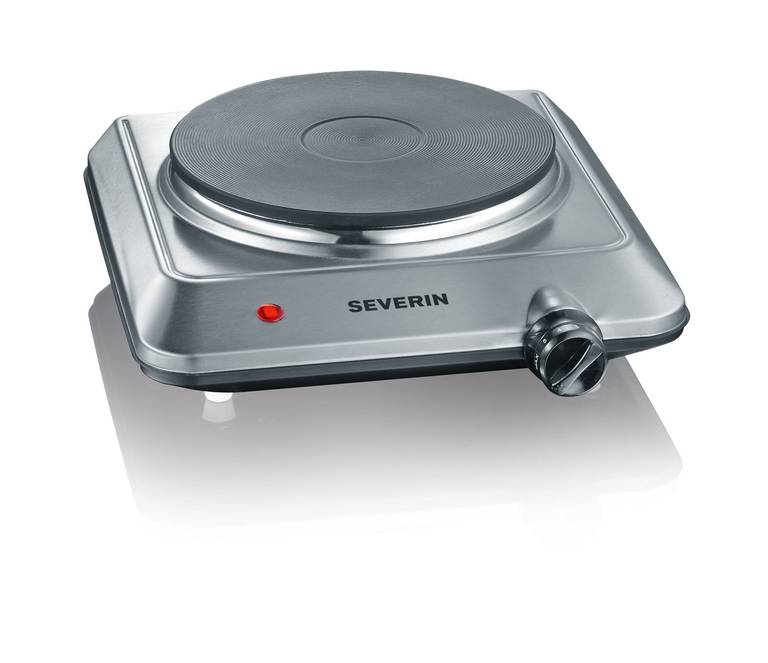 SEVERIN Placa de cocina portátil, placa eléctrica para cocinar termostato regulable, acero inoxidable cepillado, 1500 W