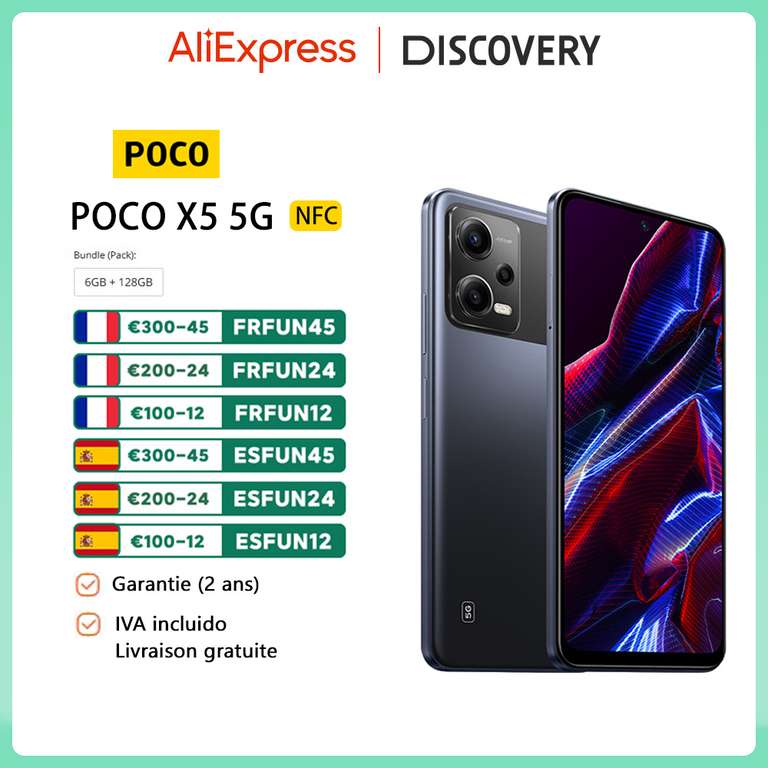 POCO X5 5G versión Global, 6GB + 128GB ( 3 colores) desde Francia