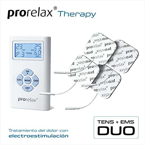 prorelax TENS/EMS Duo | Aparato de electroestimulación | 2 terapias con un solo aparato Terapia natural para el dolor crónico y musculación