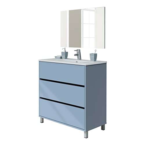 Mueble de Baño Kalma 2 Azul Talco + Espejo