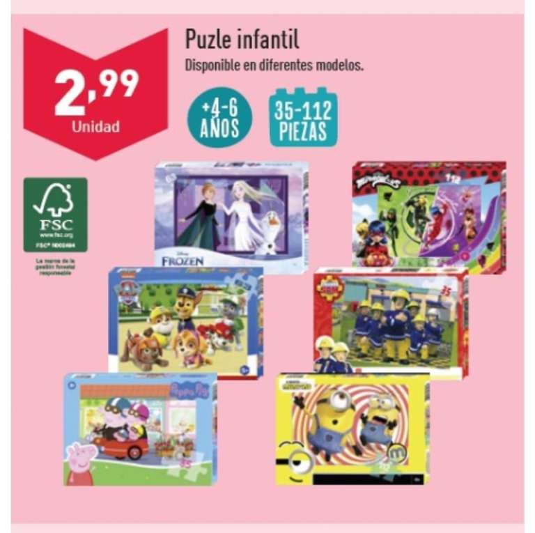 Puzzle infantil modelos variados 35 a 112 piezas en Aldi