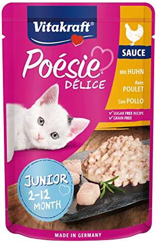 Vitakraft - Poésie Délice Sauce Junior, alimento húmedo para Gatos Junior, con trozos de Carne en Salsa, Variedad Pollo - 85 g