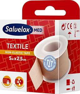 Salvelox , Esparadrapo Textile, Excelente adhesión a la piel y resistente a la suciedad, Color beige, 5x2.5cm (2 unidades en descripción)