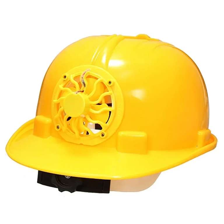 ANPWOO-casco de seguridad con energía Solar, gorra ajustable de 0,3 W, PE, con ventilador, color amarillo