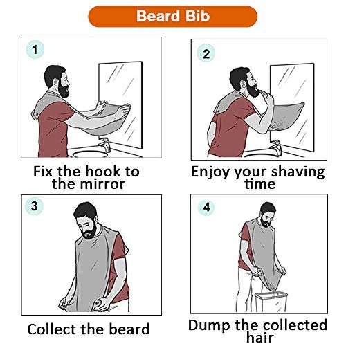 Delantal para barba, capa impermeable y antiadherente para recoger los pelos al recortar la barba, con 2 ventosas