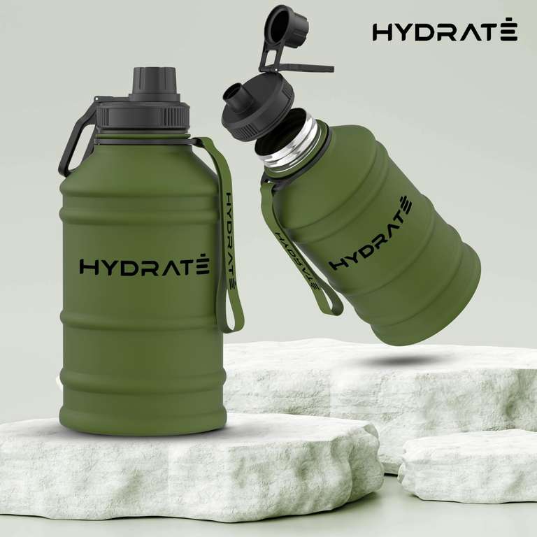 HYDRATE Botella de agua de acero inoxidable de 2,2 litros – Verde