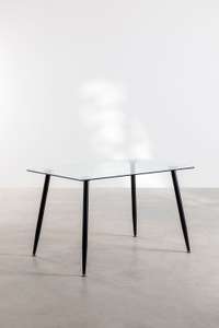 Mesa de comedor rectangular de cristal y acero (120x80 cm) Lahs Style negra