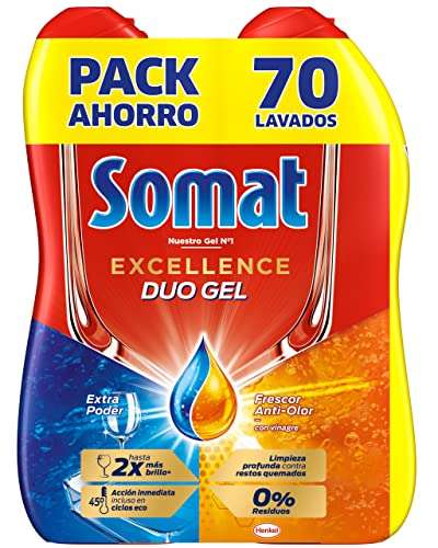 Somat Excellence Gel Frescor Anti-Olor (70 lavados), detergente lavavajillas desengrasante