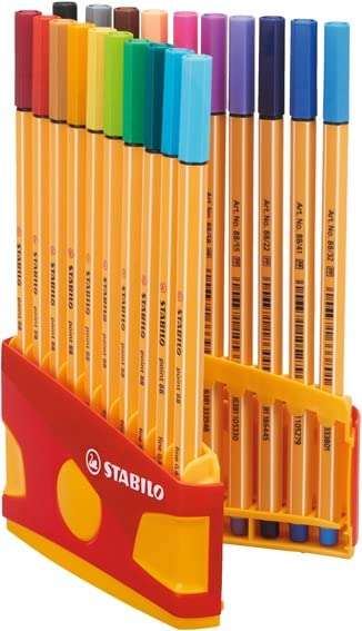 Rotulador punta fina STABILO point 88 - Estuche premium Colorparade con 20 colores