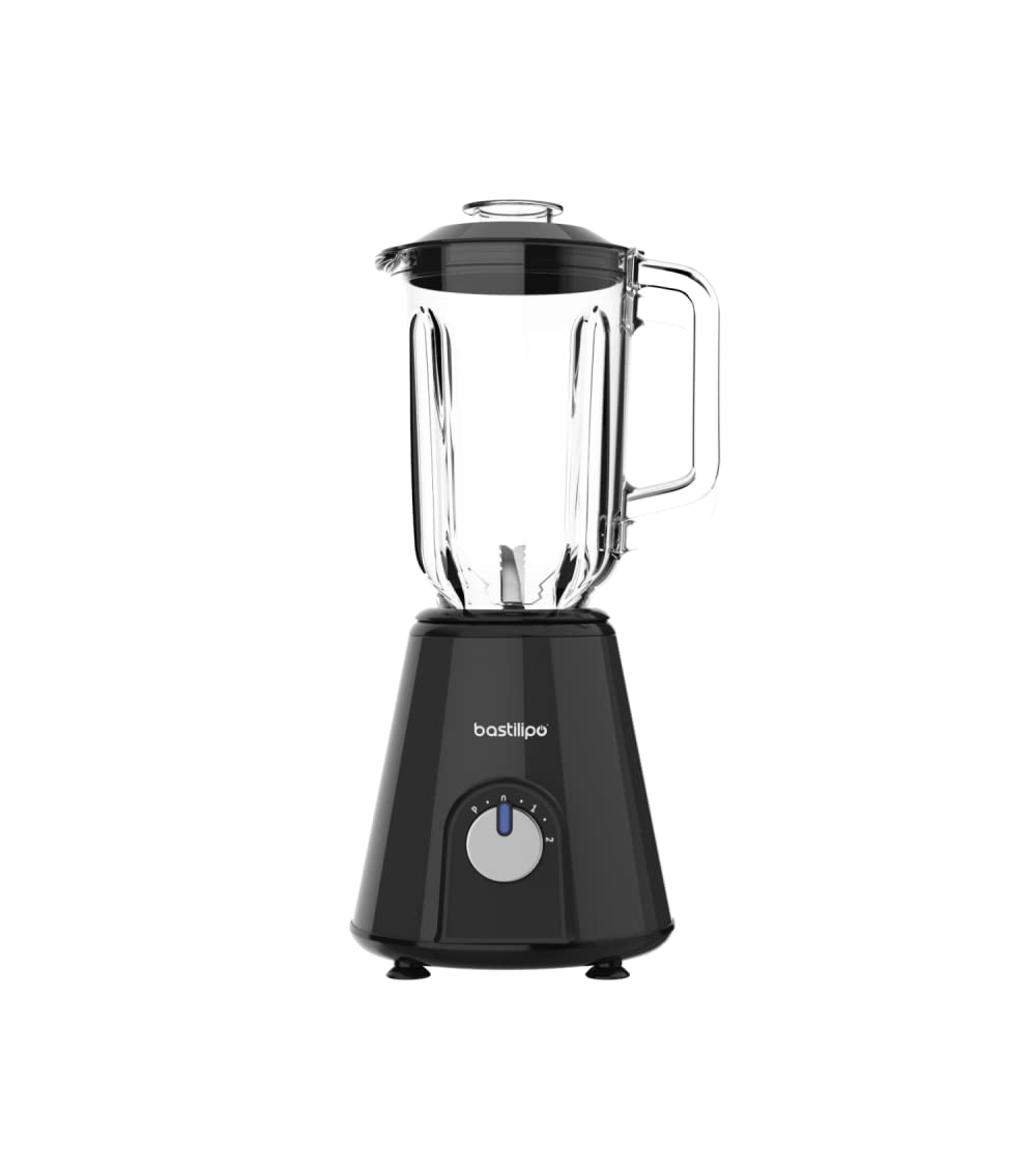 Batidora BVA-800 N - Batidora 800W de 6 cuchillas de acero inoxidable y jarra de cristal de 1,5 Litros