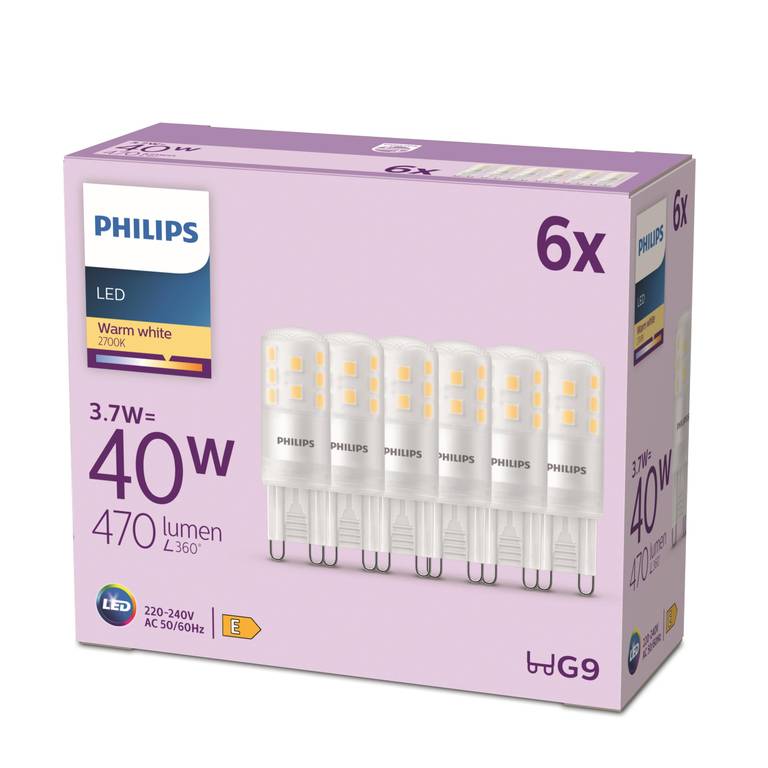 Philips LED Bombilla Cápsula G9 Pack de 6