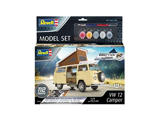 Maqueta Revell 67676 del VW Modelo T2 Camper con el Sistema Easy Click, incluye colores básicos, escala 1:24