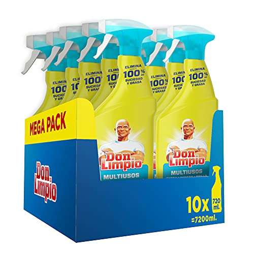 Don Limpio Multiusos, Detergente en Spray, 7.2 L (10 x 720 ml), Elimina Hasta un 100% de Suciedad y Grasa , Aroma Limón, Mega Pack
