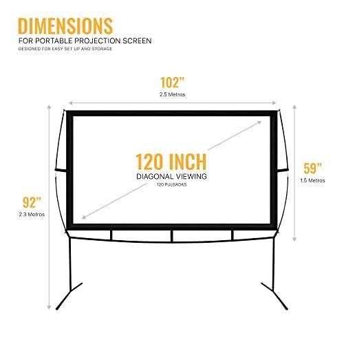 KHOMO GEAR Pantalla XL Grande para Proyector con Base Uso Interior y Exterior 250 x 150 cm - 120 Pulgadas - TV Projector Screen