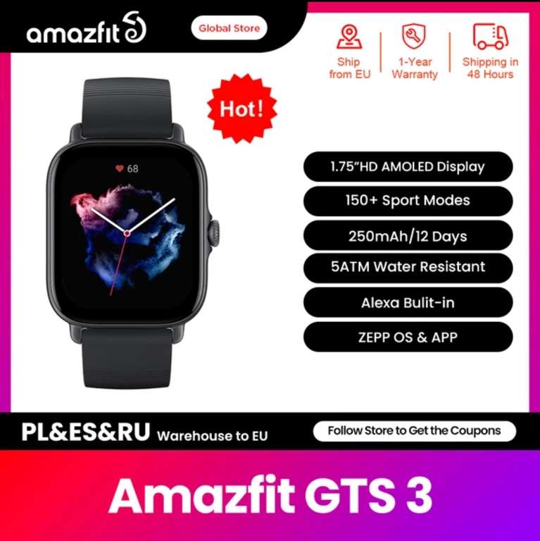Amazfit-reloj int. GTS3 y GTR3, dispositivo resistente al agua hasta 5 ATM, con GPS incorporado y monitoreo ciclo femenino Android e IOS