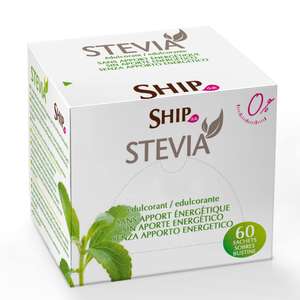 Caja con 60 sobres individuales de edulcorante a base de Stevia y Eritritol