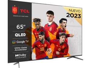 TV QLED 65" - TCL 65C645, UHD 4K, Quad Core, Smart TV, Dolby Atmos, Brushed titanium metal front + 100 € para futuras compras