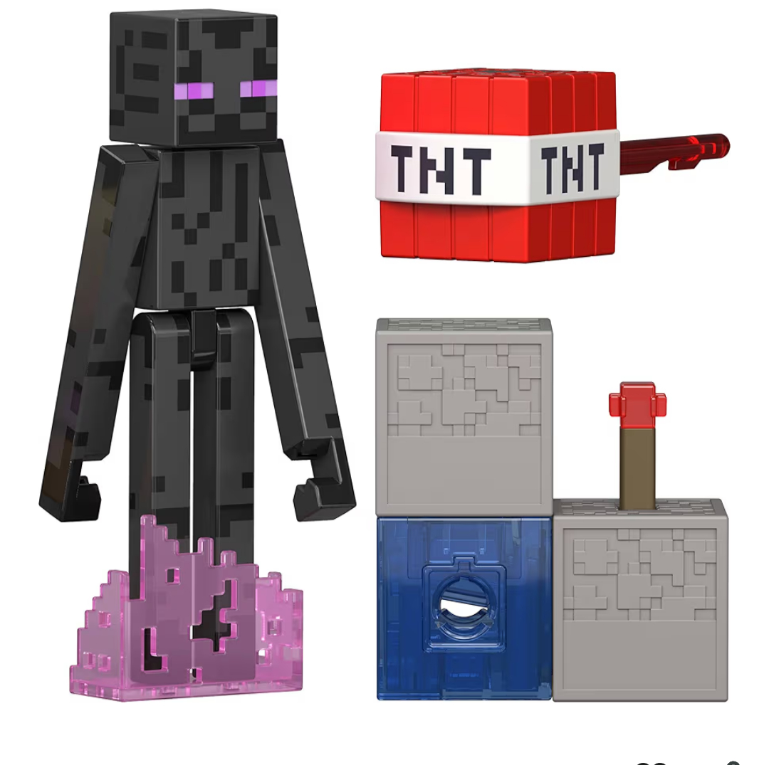 Mattel Minecraft Enderman, Figura de acción con Accesorio y Redstone de construcción, a Escala de 8,25cm Coleccionable del videojuego