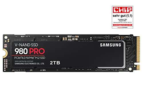 Samsung 980 PRO M.2 NVMe SSD (MZ-V8P2T0BW), 2 TB, PCIe 4.0, 7,000 MB/s Read