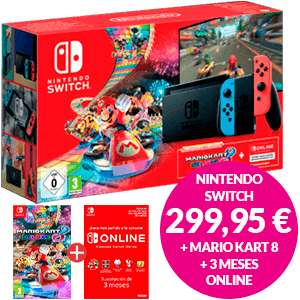Nintendo Switch + Mario Kart 8 + 3 meses de Online, También Consolas + Switch Sport o Juegos (Varias Tiendas)