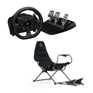 Logitech G923 Racing Wheel and Pedals, TRUEFORCE Force Feedback + Playseat Challenge X, Logitech G Edition, Para PS5, PS4, PC, Mac, Negro