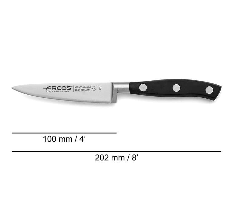 ARCOS Cuchillo de chef de acero inoxidable de 5 pulgadas. Cuchillo de  cocina para cortar y pelar frutas y verduras. Mango ergonómico de