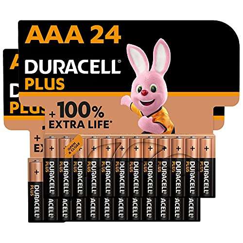 Duracell - Pilas alcalinas Plus AAA, 1.5 Voltios LR03 MN2400, paquete de 24-- Cupón 5%