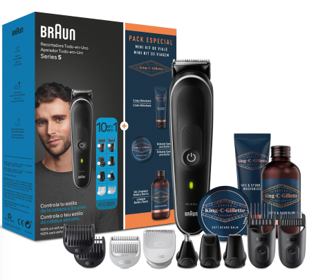 Barbería y Cortapelos Braun MGk 5440 Multigroom 10-1 (Lavable, batería 100 min) + Hidratante 30ml, Bálsamo 25ml, Gel 60ml - Devuelven 7,8€