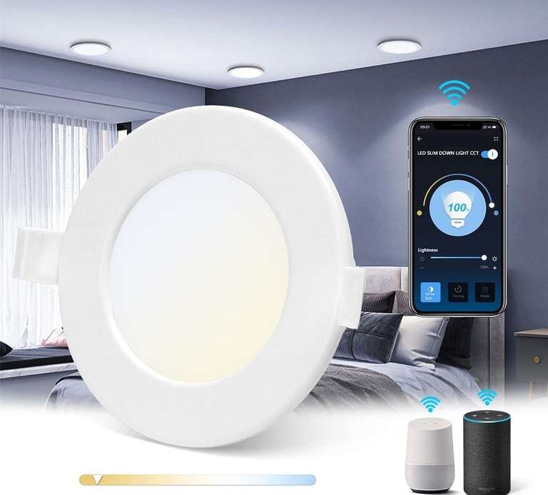Aigostar Downlight LED Empotrable Inteligente Wifi (6W,12W o 18W). Compatible Alexa y Google Home