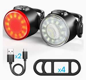 Luz LED para bicicleta, luz delantera y trasera recargable por USB.