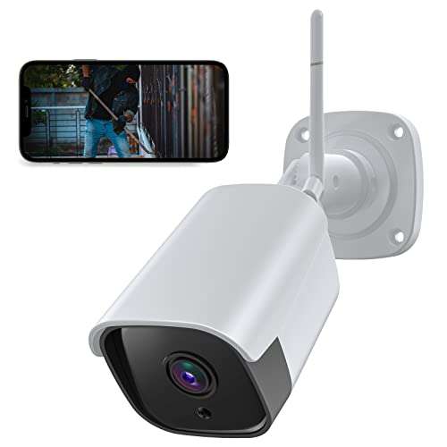 Cámara Vigilancia 2.4G WiFi Exterior para estacionamiento, 1080P Cámara de vigilancia para Exteriores con Audio bidireccional