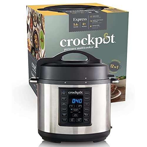 Crockpot Olla Multicooker Express, cocción lenta, cocción rápida a presión, varios ajustes, sellar/saltear, vapor y yogur 5.6 litros