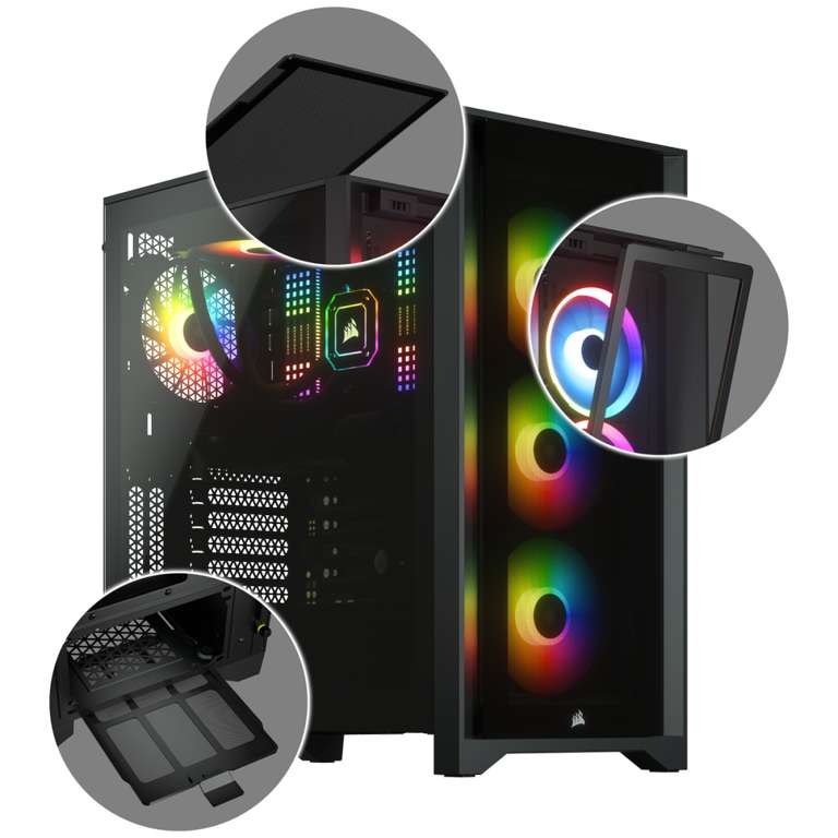 Caja para PC Corsair ICUE 4000X RGB Cristal Templado Negra