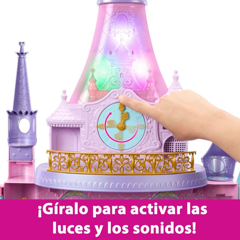 Mattel Disney Princess Castillo aventuras reales Casa de muñecas con dos pisos, muebles y accesorios, con luces y sonidos, juguete +3 años