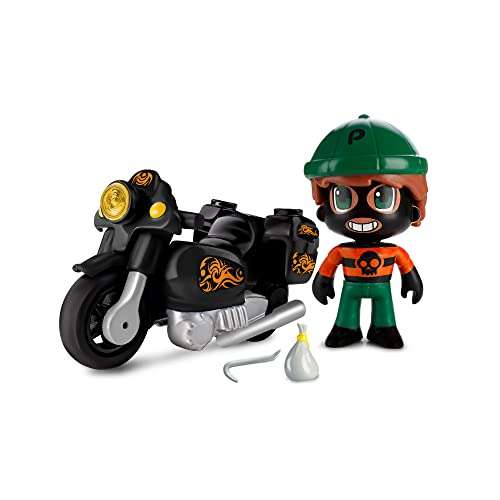 Pinypon Action - Pack de Vehículos con quad, coche y moto, y 3 figuras diferentes 2 muñecos policías y un ladrón,