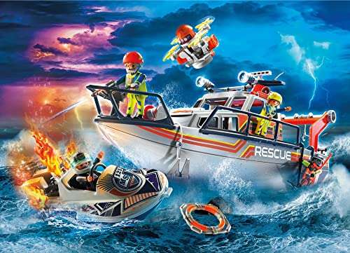 PLAYMOBIL City Action Rescate marítimo: Operativo de extinción de Incendios con Barco de Rescate
