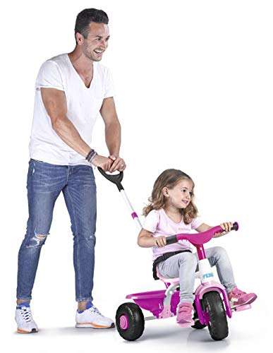 FEBER- Triciclo Trike 2 niñas de 1 a 3 años, Color Rosa o azul, amarillo,rojo y blanco (Famosa 800012811)