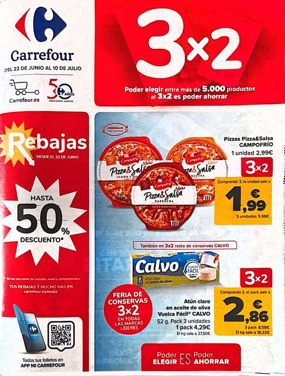 3x2 en Carrefour del 22 de junio al 10 de julio // Folleto completo