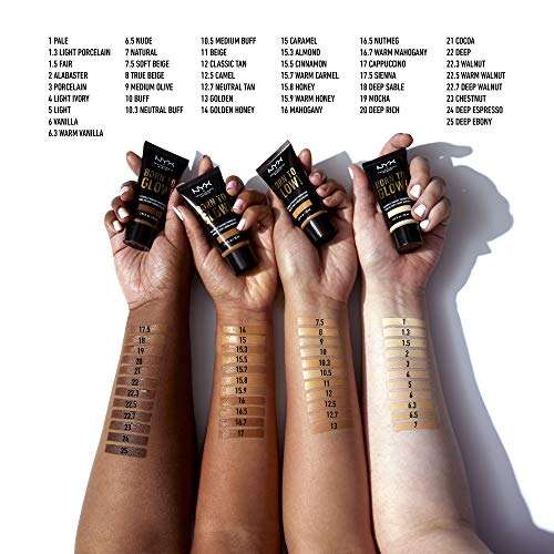 NYX Professional Makeup Base de Maquillaje Born to Glow Radiant Foundation, Tono: Natural, 30ml