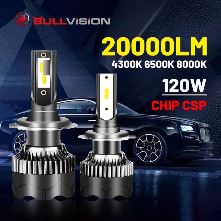 2 x lampara led H7 / H1 / H8 / H9 / 9005 / 9006 / HB3 / HB4 - 120W 4300K 6500K 8000K CSP led 12v coche luces led para auto 20000lm