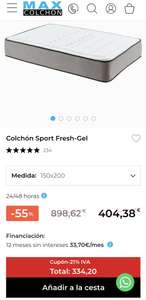 Colchón Sport Fresh-Gel 150x200cm