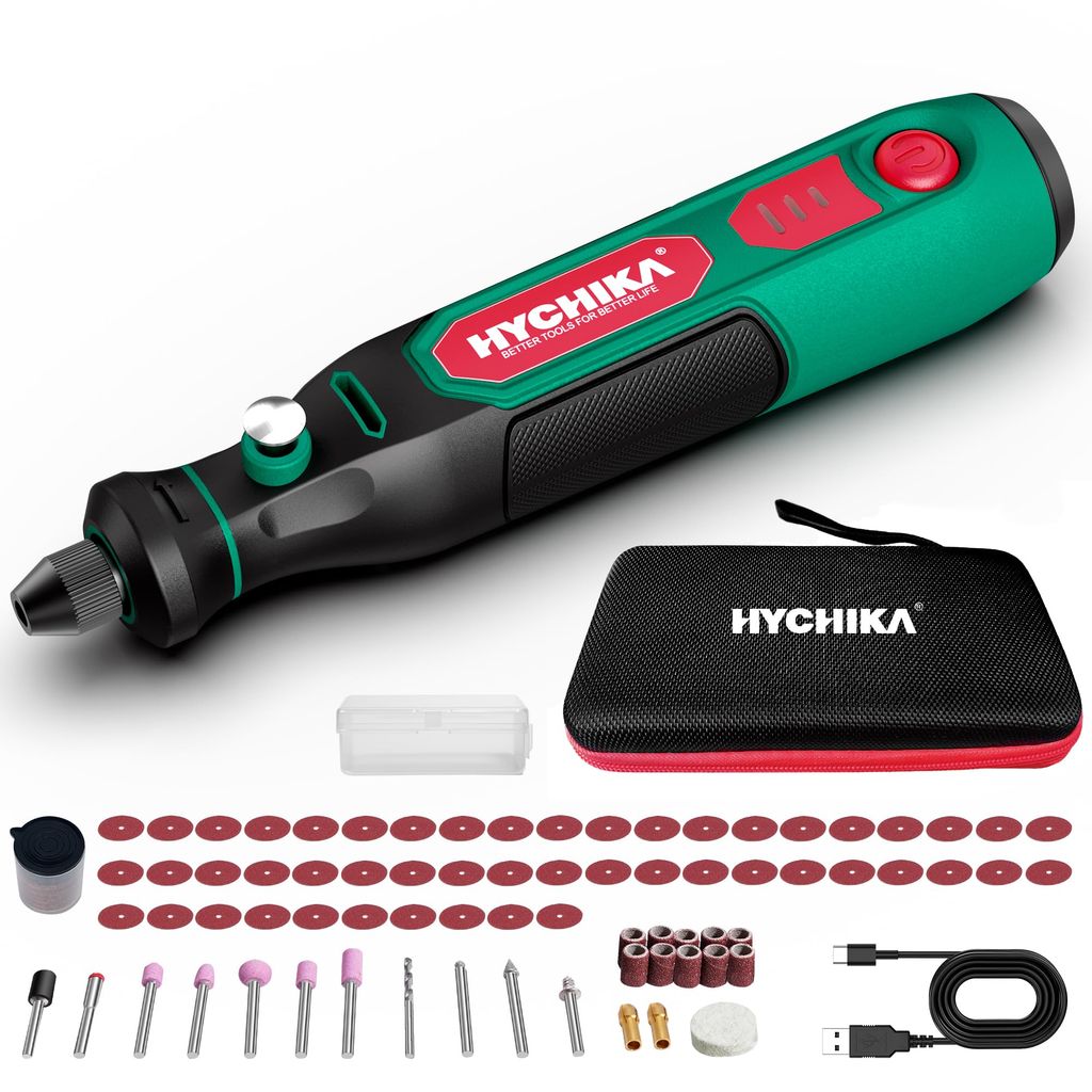 HYCHIKA 3,6V Mini Amoladora Eléctrica Bateria，Con 77 Accesorios para Taladrar, Lijar, Pulir, Grabar，Mini Taladro Eléctrica