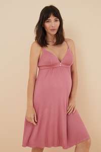 Camisón 'maternity' canalé rosa Solo en XL y XXL
