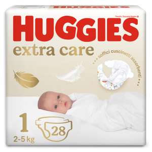 Huggies Pañales Extra Care - Talla 1 (2-5 kg) 28 Unidades (0,22€/pañal)