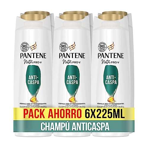 Pantene Champú Anticaspa Nutri Pro-V, fórmula Pro-V + antioxidantes, para todo tipo de cabello, 6 x 225 ml [1'96€/ud]