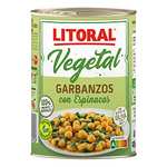 LITORAL Vegetal Garbanzos con Espinacas - Plato Preparado Sin Gluten - Pack de 10x425g - Total: 4.25kg
