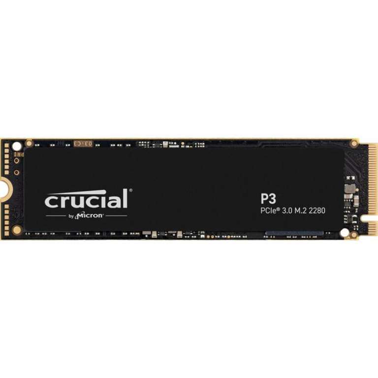 Disco Duro SSD Interno Crucial P3 500GB PCIe Gen 3 x4 NVMe M.2 2280 (1TB 54€) (oferta nuevos usuarios )