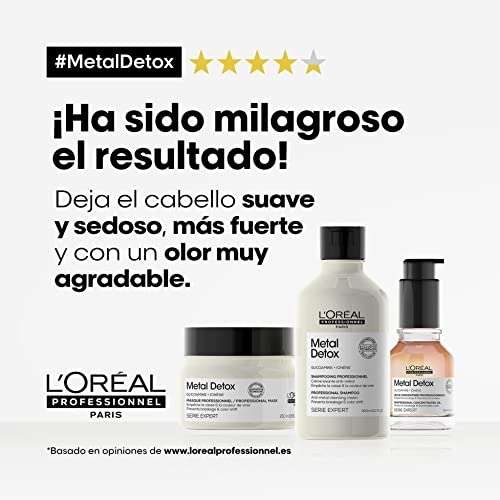L'Oréal Professionnel | Mascarilla protectora anti-metales, Después del color, balayage y decoloración, Metal Détox, SERIE EXPERT, 250 ml
