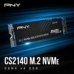 PNY CS2140 1 TB SSD M.2 NVMe Gen4 x4, hasta 3600 MB/s - M280CS2140-1TB-RB